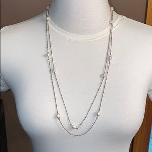 Sterling & authentic pearl necklace 59” long